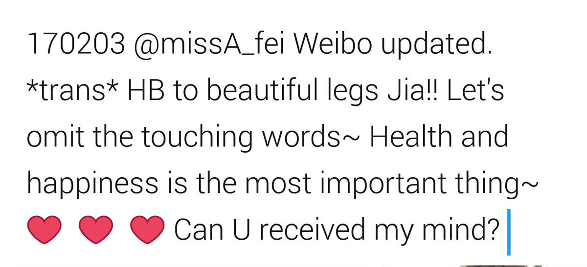 FeiFanclub's tweet photo. 170203 @missA_fei Weibo updated. *trans* 👇#HappyBDtoMengJia https://t.co/oG4sudtSMu