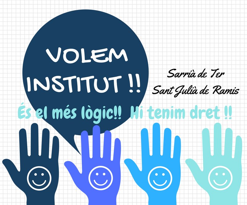 SarriadeTer's tweet photo. Volem Institut!! És el més lògic!! Hi tenim dret!! #SarriàdeTer #SantJuliàdeRamis @PolancoJosep https://t.co/770wdQIpez