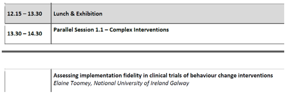 hrbtmrn's tweet photo. @ICTMC2017 Looking forward to seeing @ElaineToomey1 present on May 8th - #implementationfidelity #behaviourchange @hbcrg #ICTMC2017 https://t.co/7n84vJWbQE
