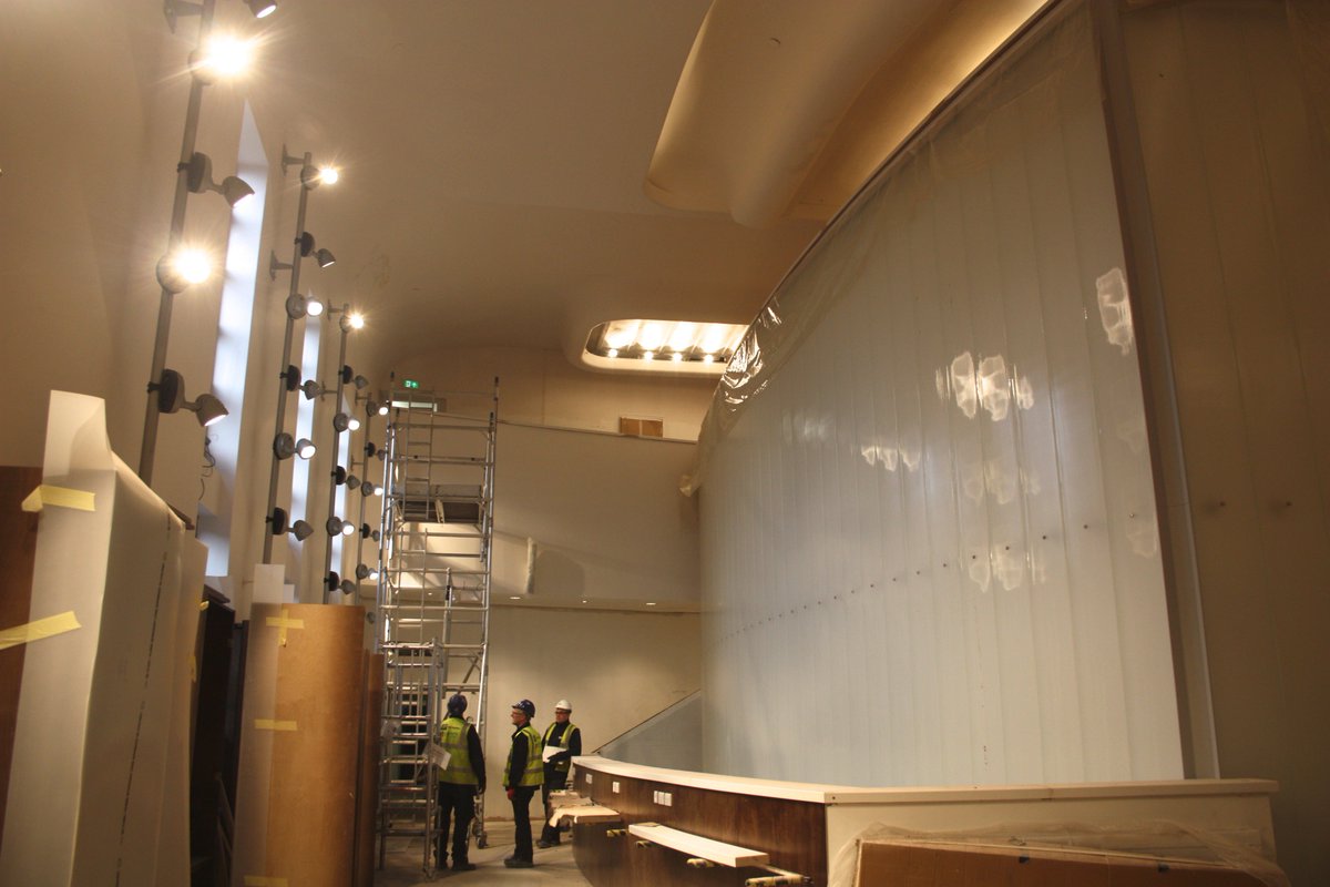StoryhouseLive's tweet photo. First up - the #Storyhouse cinema, inside and out. When it's finished, we'll be able to light up the outside of the box! https://t.co/BBNfpJNXkl