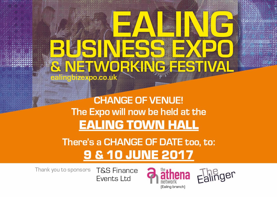 Thanks for all the sign-ups and enquiries about #EalingBizExpo - we've had to change the venue and the date. Apologies for inconveniences.