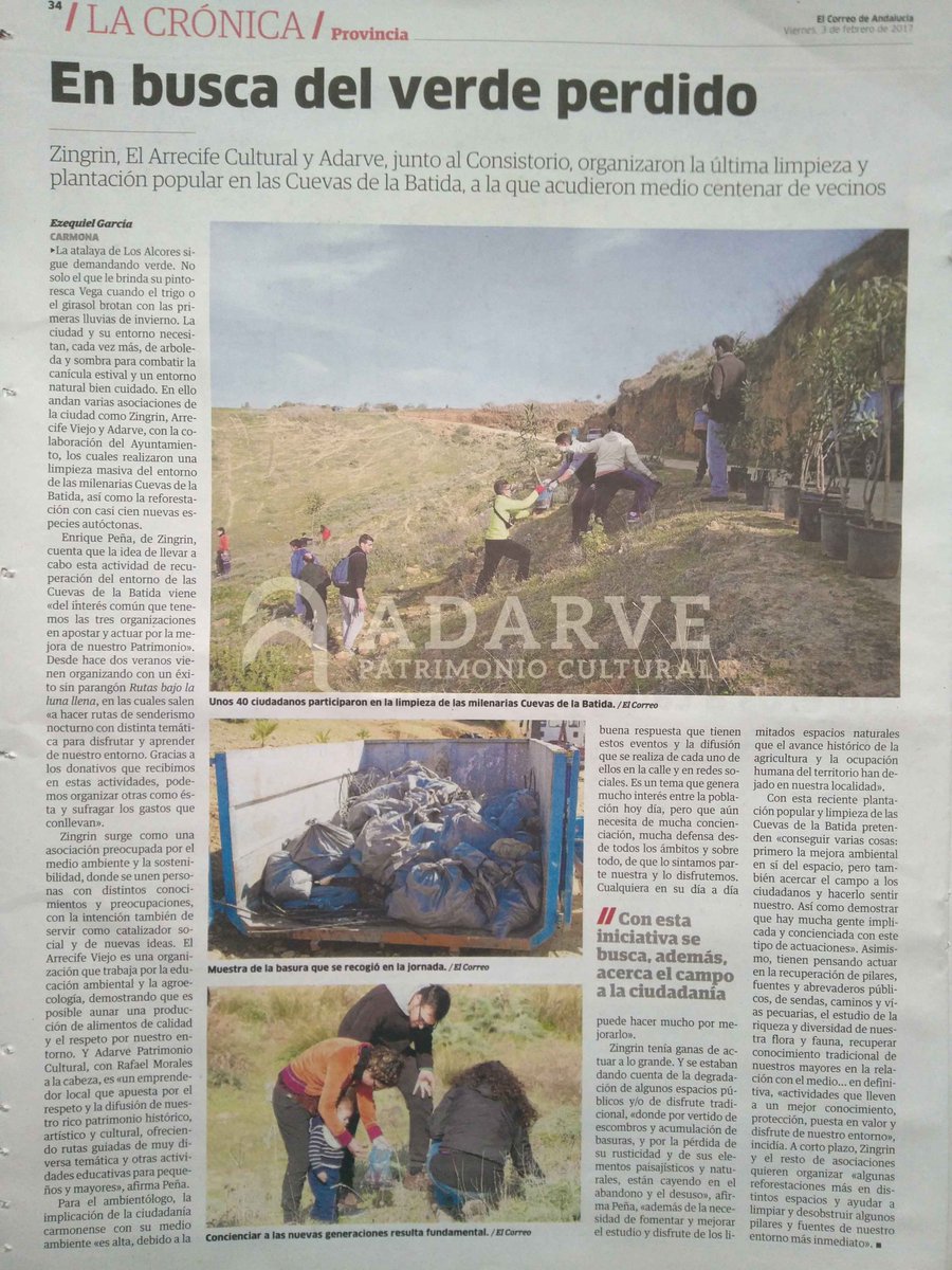 AdarveCultural's tweet photo. Hoy somos #noticia junto a @ZingrinLab y @ElArrecifeViejo en @elcorreoweb Enlace: https://t.co/hvLTdFuRvU #Carmona #Sevilla #naturaleza https://t.co/ckcjEHfF4x