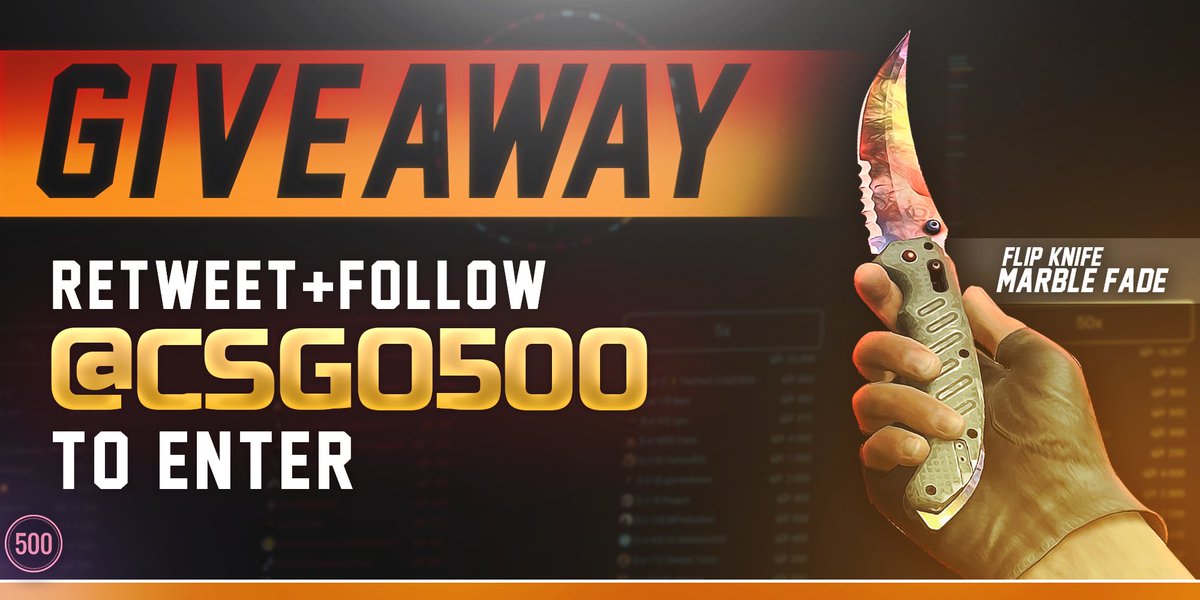 500Casino's tweet photo. Daily Item Giveaway || Flip Knife Marble Fade

RT &amp; Follow!

#csgogiveaways #csgo #giveaway https://t.co/GqBtH8Lvyz