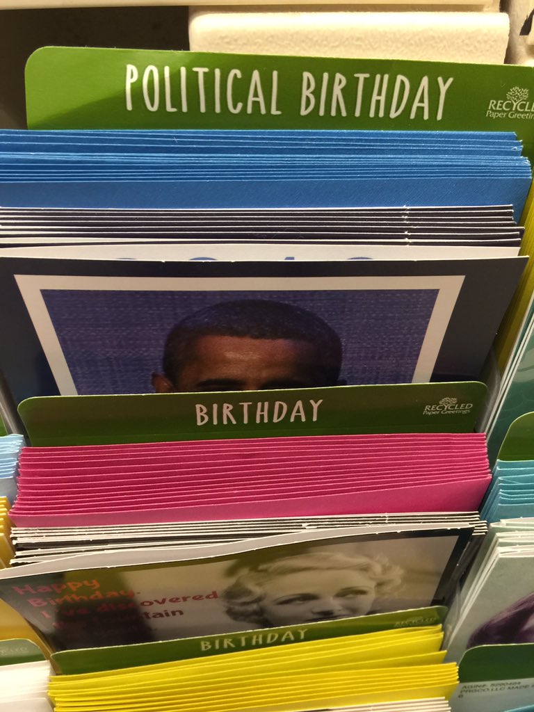 MarissaBridge's tweet photo. Very upset at @amgreetings @riteaid.  Found only anti-Obama/Hillary under "Political Birthday".  Nothing about DT, Paul Ryan, etc.  Share. https://t.co/20gO92boad