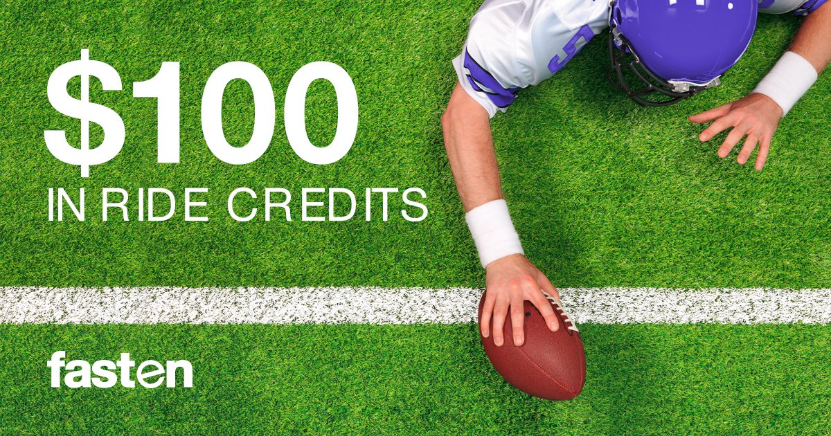fasten's tweet photo. Time to team up for the big game! Tag 3 friends in a comment for a chance to score $100 in ride credits. Details: https://t.co/qKI4Wazj6o https://t.co/4NPVDnItDE