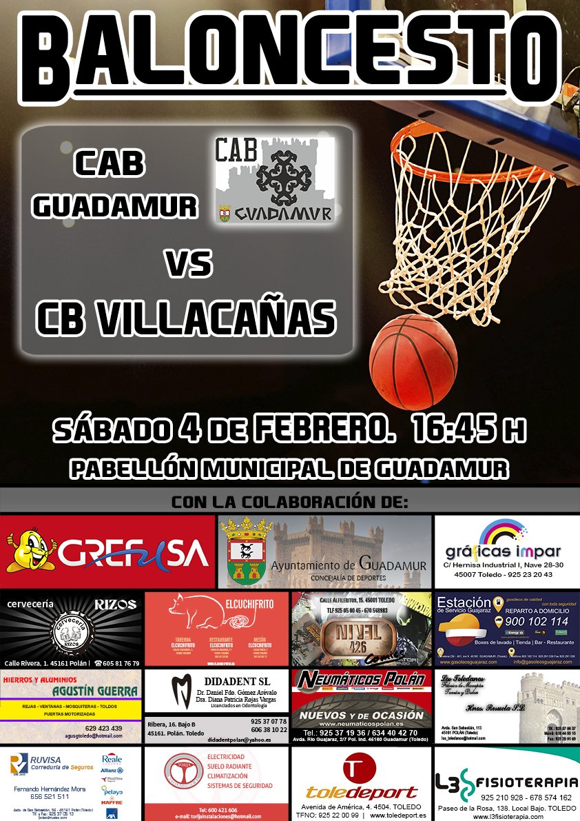 CABGuadamur's tweet photo. Mañana sábado día 4 a las 16:45, importante partido ante @cbvillaca en la liga @AsoBalToledoTOB ¡¡¡VAMOS EQUIPO!!! https://t.co/SUsvM1HBid