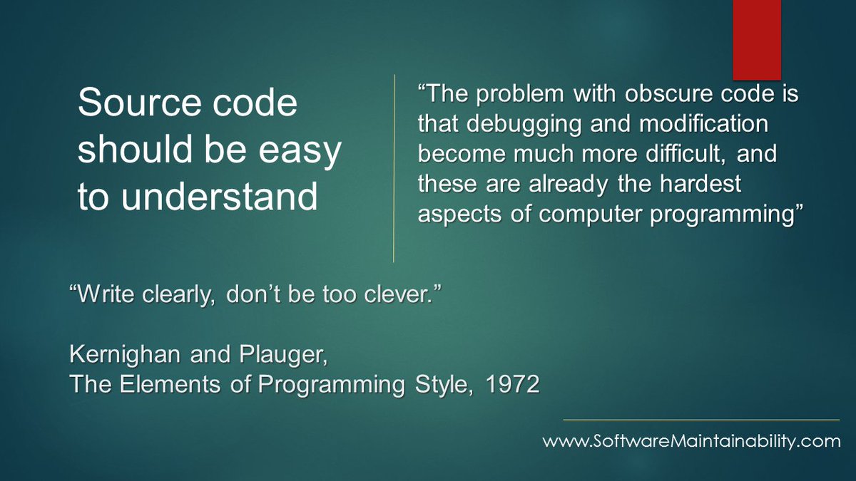 johnsmithita's tweet image. Source code should be easy to understand - This is one of the first lessons we should learn at school. #cleancode #softwaremaintainability