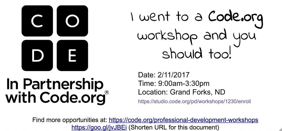 mrskalthoff's tweet photo. Please help share @code pd! @bmhanson7  @san35090 @KariMelland  @paigestrom @mannausau  @darjohn12 #ndcodes #csforall https://t.co/hlehBpbFcC