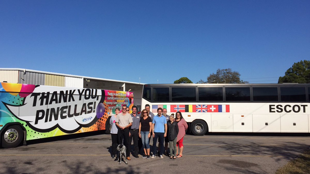 RidePSTA's tweet photo. 2nd stop: @escotbuslines with Board member Brian Scott and his team. #ThankYouPinellas #PSTAMovingForward #MoreBusService https://t.co/0I8deve5Ok