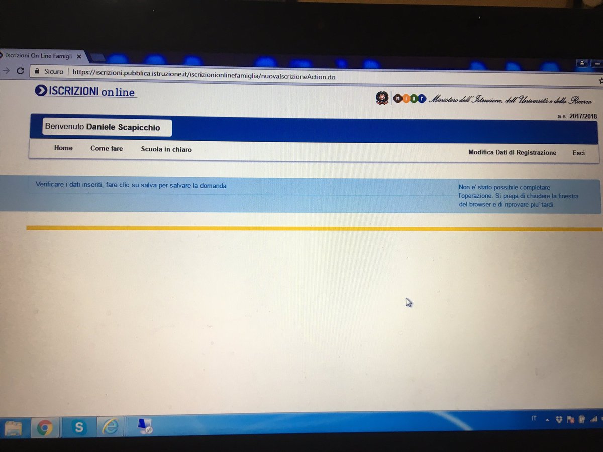 Non si riesce a completare un'iscrizione con #iscrizioneonline. <a href="/MiurSocial/">MiurSocial 😷</a>; la coda in segreteria, richiedeva meno tempo!!! #PAdigitale