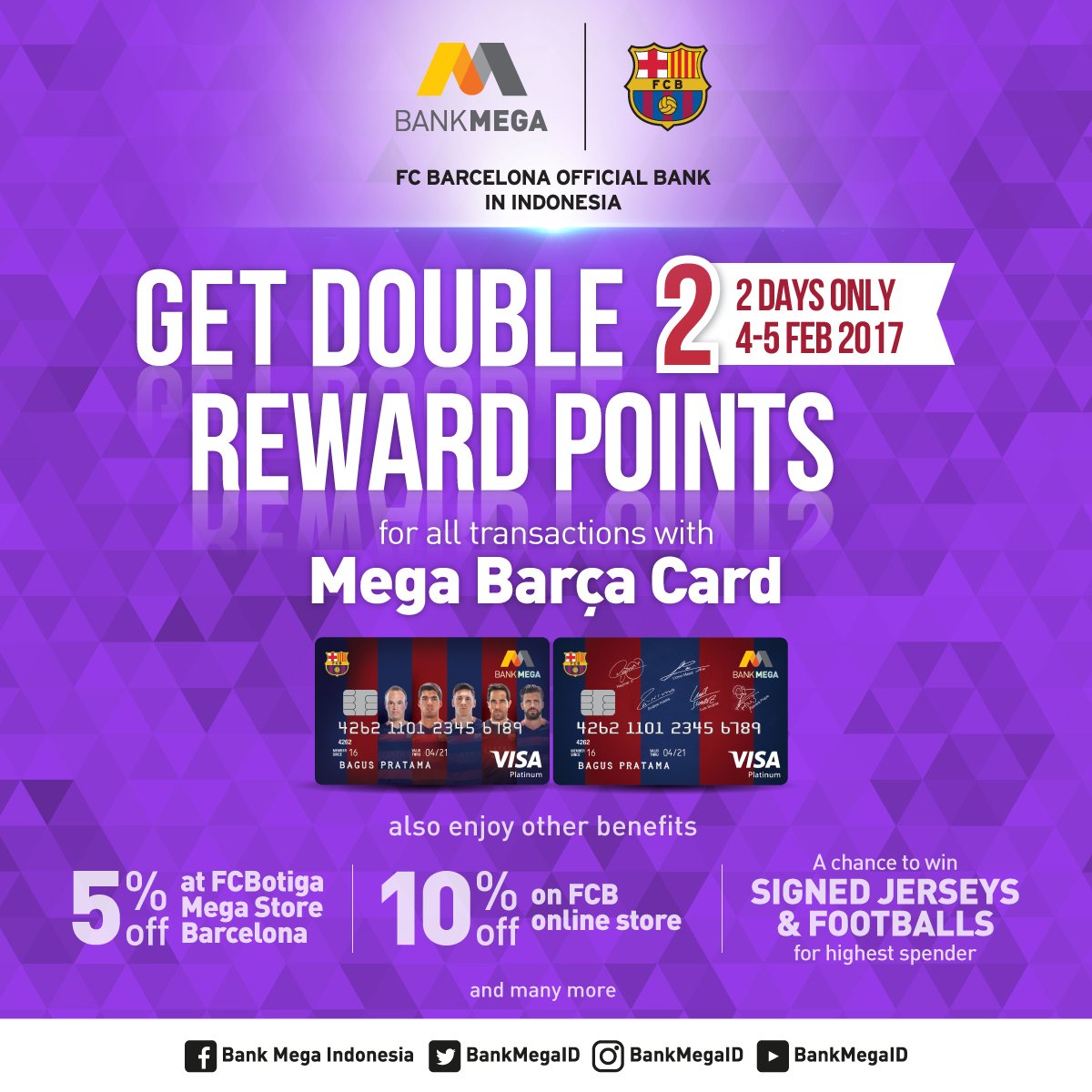 BankMegaID's tweet photo. Rayakan kemenangan Barca vs Atletico Madrid (2-1) dg #MegaBarcaCard! Dptkan Double Reward Points u/ slrh trx tgl 4-5 Feb '17 https://t.co/st0M7cci7I
