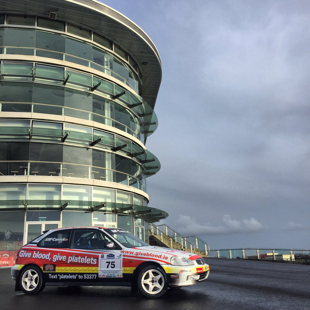 4.15pm and we're through scrutiny and all.... <a href="/GalwayIntRally/">Galway INT Rally</a> here we go! Don't forget to text "platelets" to 53377