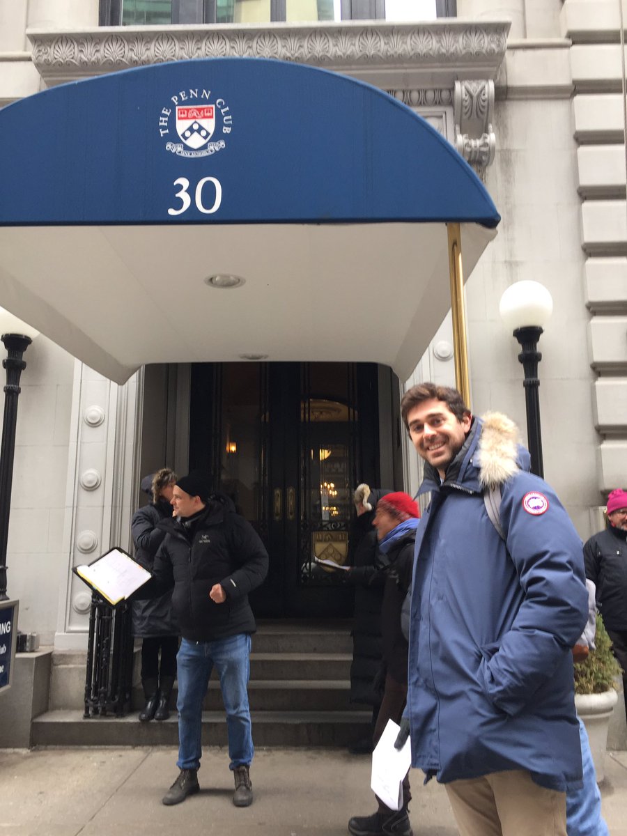 RobertBCohen's tweet photo. SVU filming outside @ThePennClub this morning #worldscolliding #fullcircle #lawswithoutmoralsareuseless https://t.co/5D4Oy6MwN2