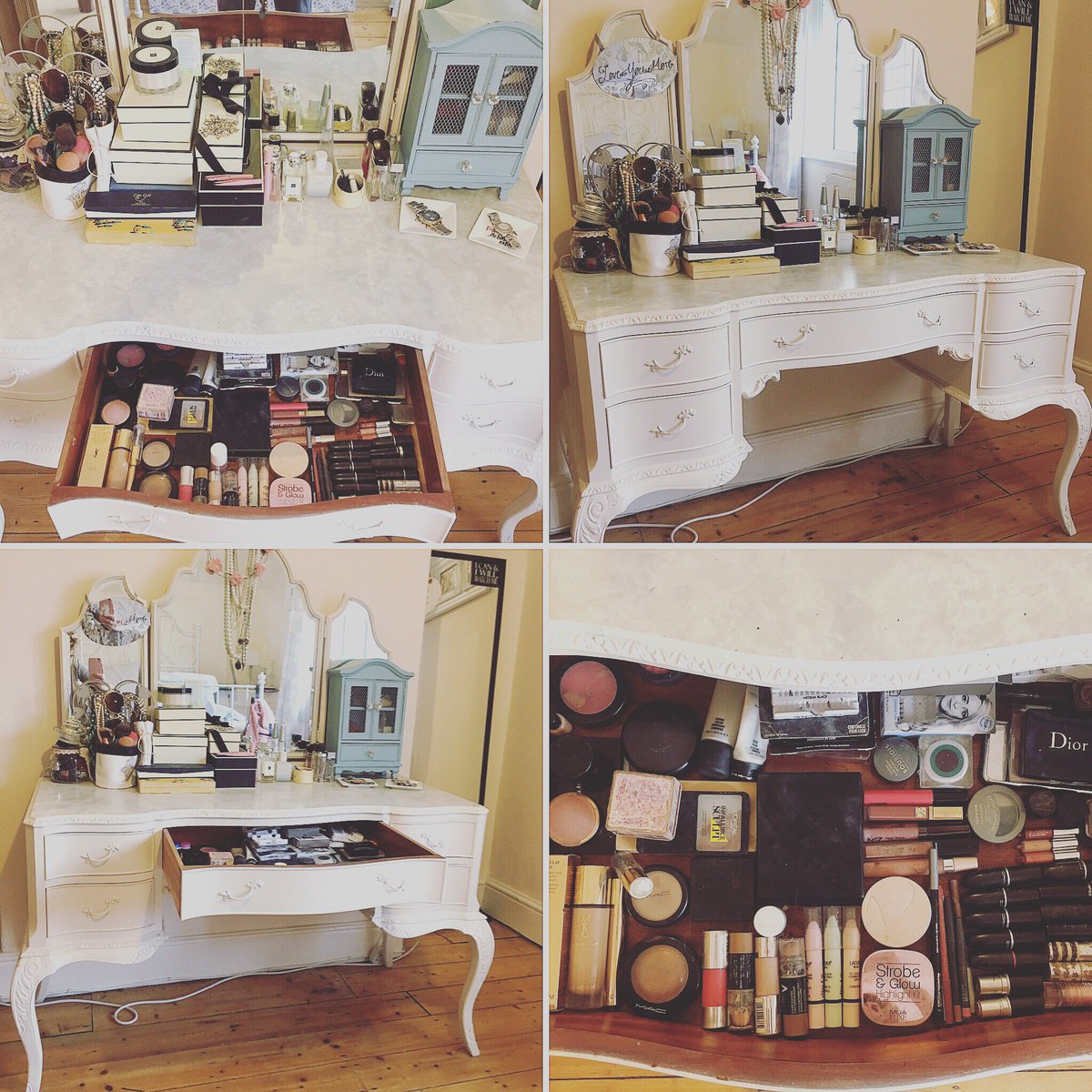 JessieGallier's tweet photo. Dressing table goals ππ» #dressingtable #makeup #dressingtablegoals #dressingtableporn #makeupporn #jomalone #mac #ysl #dior #antique https://t.co/YbEhAtcHKU