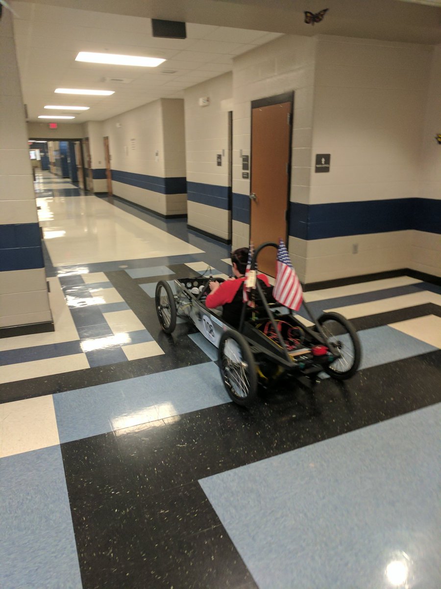 NCFalconFever's tweet photo. Will F. designed a motor control system from his phone. @shannahays1 was happy to test it! #GreenpowerUSA @HSVk12 https://t.co/Y4nJI3ROjL