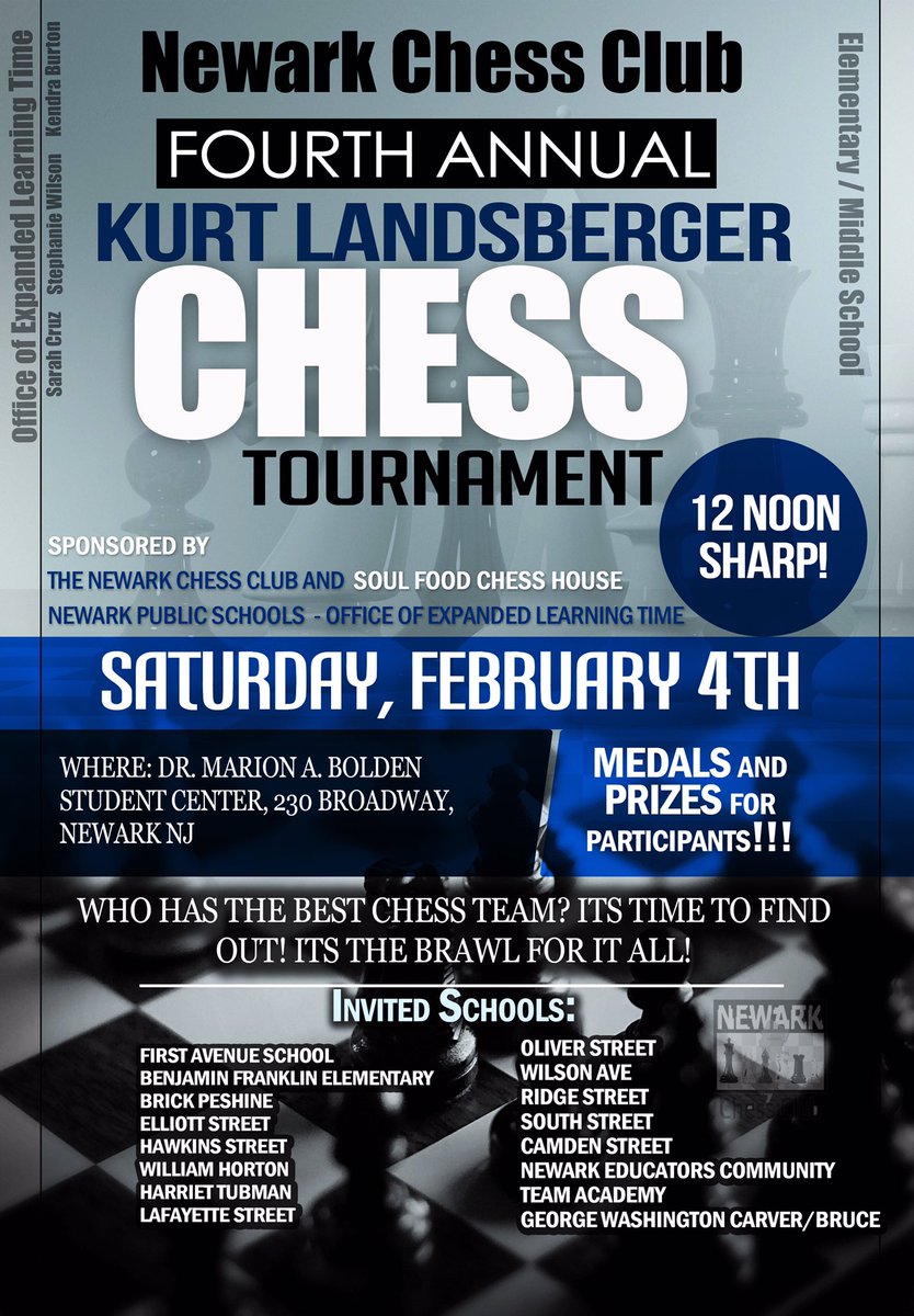 Elementary Sports in Newark (@nboe_sports) on Twitter photo Good luck to the following schools tomorrow... Thanks <a href="/ChessKidcom/">ChessKid.com 👑</a> for the continued support. <a href="/NewarkChessClub/">Newark Chess Club</a> <a href="/NPSvoices/">Newark Board of Education</a> <a href="/ELT_Newark/">ExpandedLearningTime</a> Good luck to the following schools tomorrow... Thanks <a href="/ChessKidcom/">ChessKid.com 👑</a> for the continued support. <a href="/NewarkChessClub/">Newark Chess Club</a> <a href="/NPSvoices/">Newark Board of Education</a> <a href="/ELT_Newark/">ExpandedLearningTime</a>