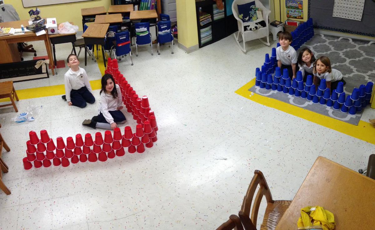 CornerstoneNKY's tweet photo. Students practice teamwork, cooperation, problem-solving and counting as we celebrate the 100th day of school with a 100 cup fort. https://t.co/4QqUVrjF9o