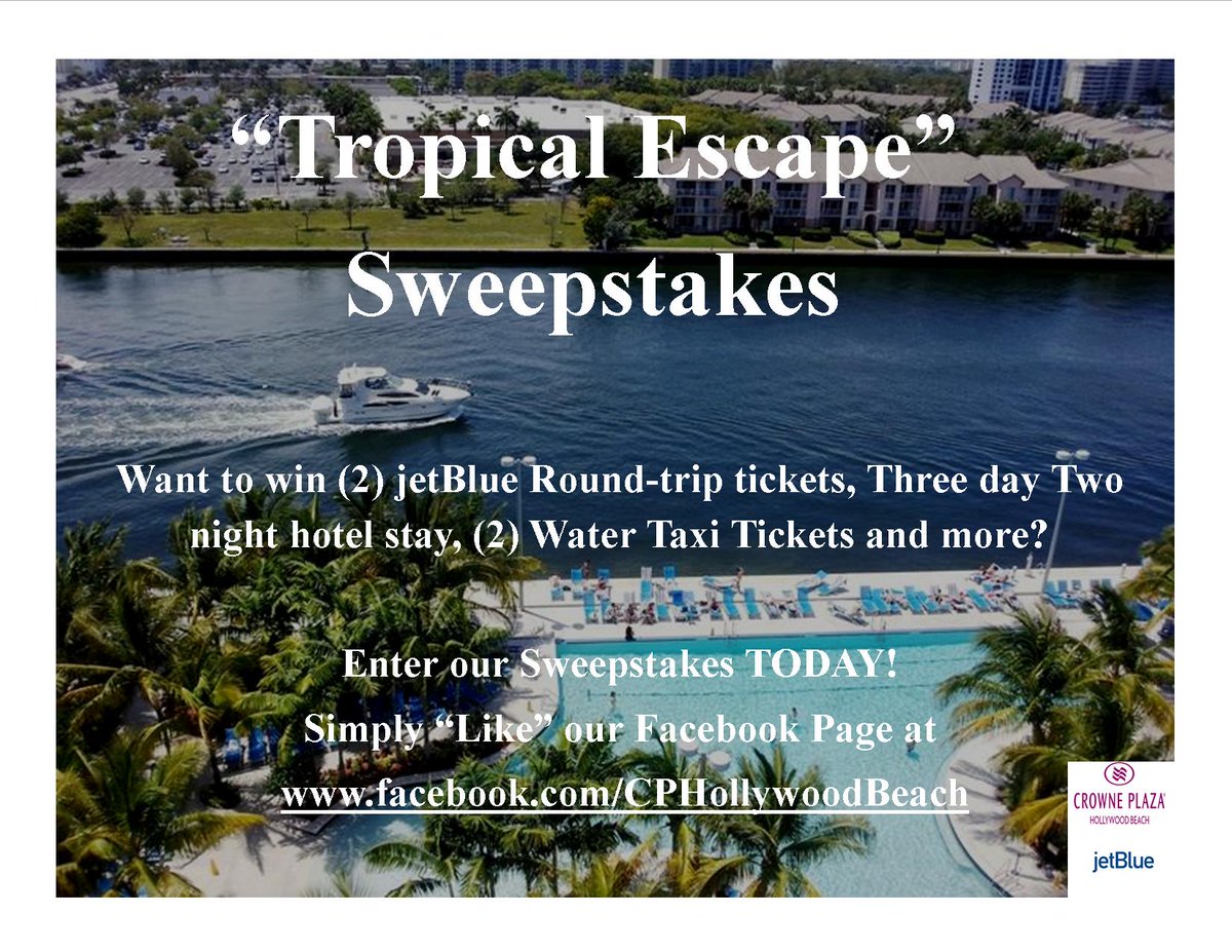 CPHollywoodFL's tweet photo. Join us on our Facebook page @noon for the announcement of our Sweepstakes winner!
https://t.co/GTYOJmHJCz
#CPHWood #FridayFeeling https://t.co/Do7FvvzdYq