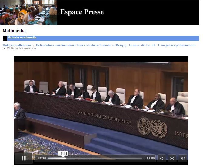 CIJ_ICJ's tweet image. WATCH AGAIN (VOD): #ICJ has delivered its Judgment in #Somalia v. #Kenya Case (preliminary objections) yesterday bit.ly/2kWoRI1