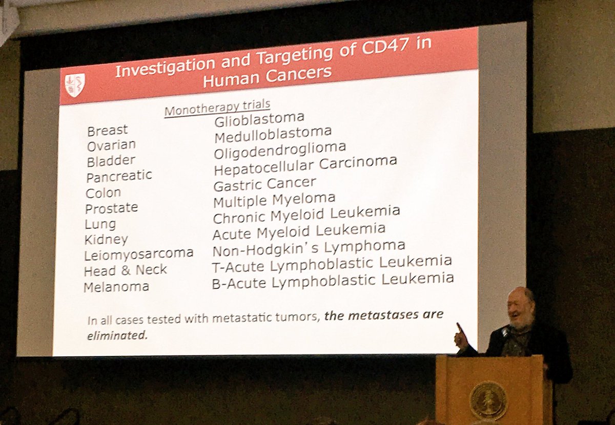 CIRMnews's tweet photo. CD47 is the 1st gene whose over expression is common to all cancers. Next step, develop targeted therapies says Weissman. #CuringIncurable https://t.co/oKY7HrcWia