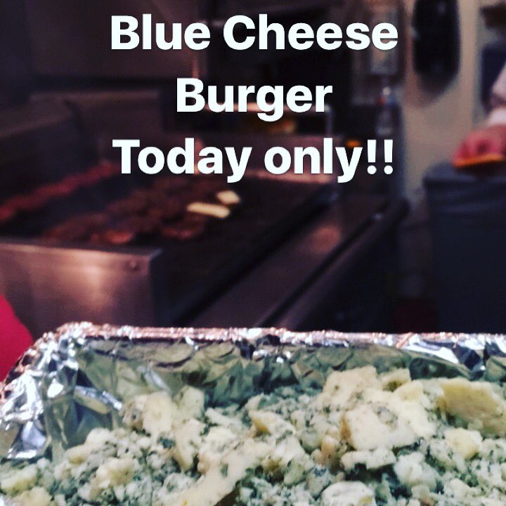 burgerjointNYC's tweet photo. Currently no line! Today's add-on: blue cheese! Your bacon cheeseburger just got even tastier. #nolines #getherefast https://t.co/qLhjUyvTnR