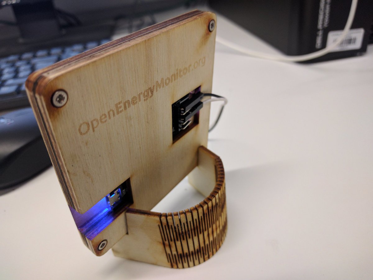 Openenergymon's tweet photo. Nice laser cut stand for #emonPixel prototype by @m0untainpenguin #FabFriday @API_Pontio #ESP8266 https://t.co/HZpUxQ9XC9