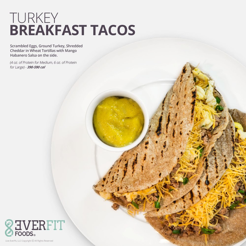 EverFitFoods's tweet photo. Scrambled Eggs, Ground Turkey, Shredded Cheddar in Wheat Tortillas with Mango
Habanero Salsa on the side. (M-390 cal L-590cal) Delicious! https://t.co/jO077qzcVH