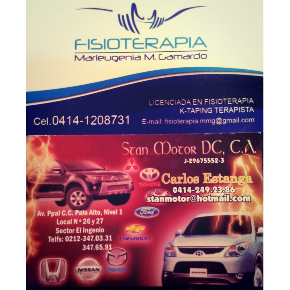 Parte de mis aliados comerciales en SÚPER HITS Y EN EL BONUS TRACK: Fisioterapia Marieugenia M. Gamardo Y
Stan Motor DC, CA 
.
