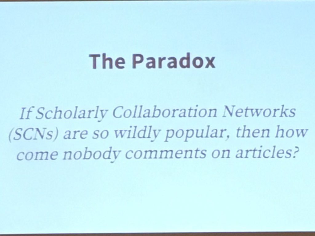 ConversationsU's tweet photo. Scholarly Collaboration: NO comments b/c there's NO Privacy, Tags, Search/Filters, Integration @dwhly #scn #2017PSP https://t.co/guPiuMsVQ3