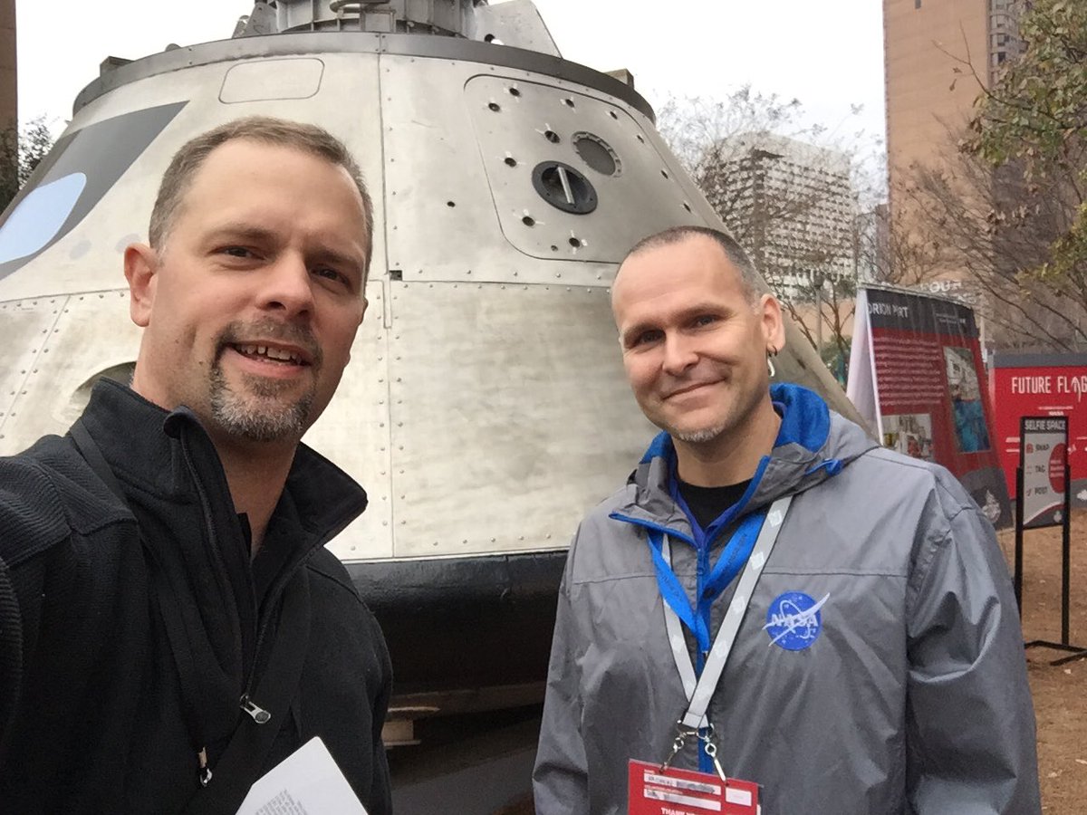 JohnDawsonFox26's tweet photo. Back at #SuperBowlLIVE today learning more about NASA. #SpaceBowl #spotOrion #SpotNASA @therealdjflux https://t.co/Kd4pLsKfmr