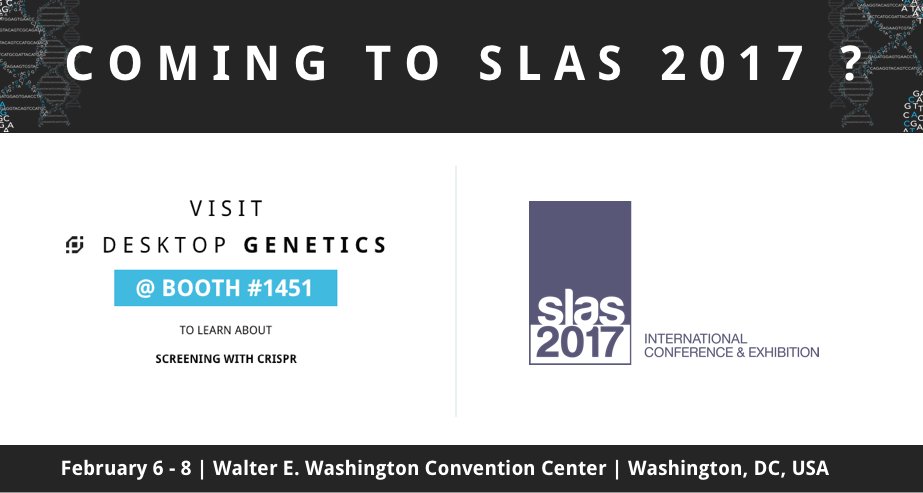 DesktopGenetics's tweet photo. Our team has just landed in Washington, DC for #SLAS2017. Make sure to swing by booth #1451 on Monday to learn about #CRISPR screening! https://t.co/MVYsmVNTla