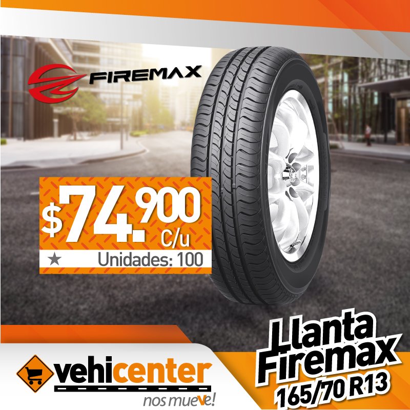 Vehicenter's tweet photo. En el Mes del mecánico tenemos grandes descuentos en Vehicenter, como la llanta Firemax 165/70R13 a solo $74.900 #llantas #vehicenter #autos https://t.co/Rb5a4yVSUn
