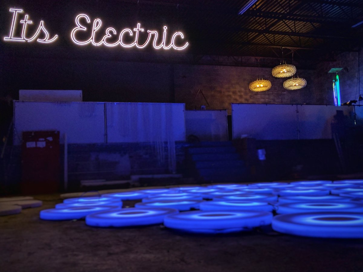 jenlewin's tweet photo. The Pool in all of "Its Electric" glory. #artiststudio #interactiveart #jenlewinstudio https://t.co/3gu0yiAKY4