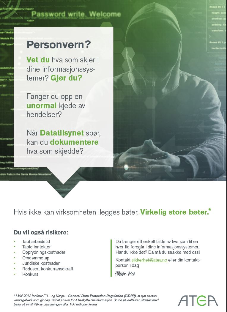 #GDPR:Tvinger frem en stor endring i tenkingen rundt informasjonssikkerhet. 25 mai er datoen der man bør være #compliant <a href="/AteaNorge/">Atea Norge</a> #SHD2017