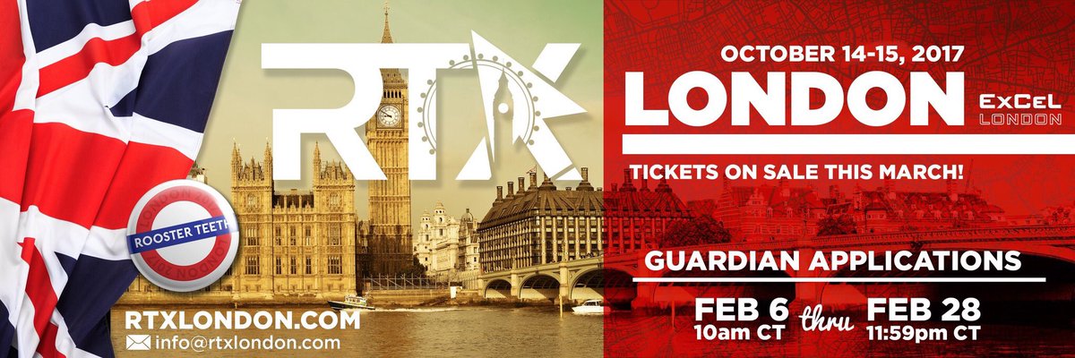 RTX is coming to London!! Ticket sales begin this March, guardian applications start Feb 6th!

See you soon 😊

RTXLondon.com