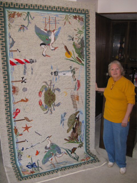 CookSemmes's tweet image. Just want to share the first LARGE rug that I needlepointed! It took me 14 months to stitch!