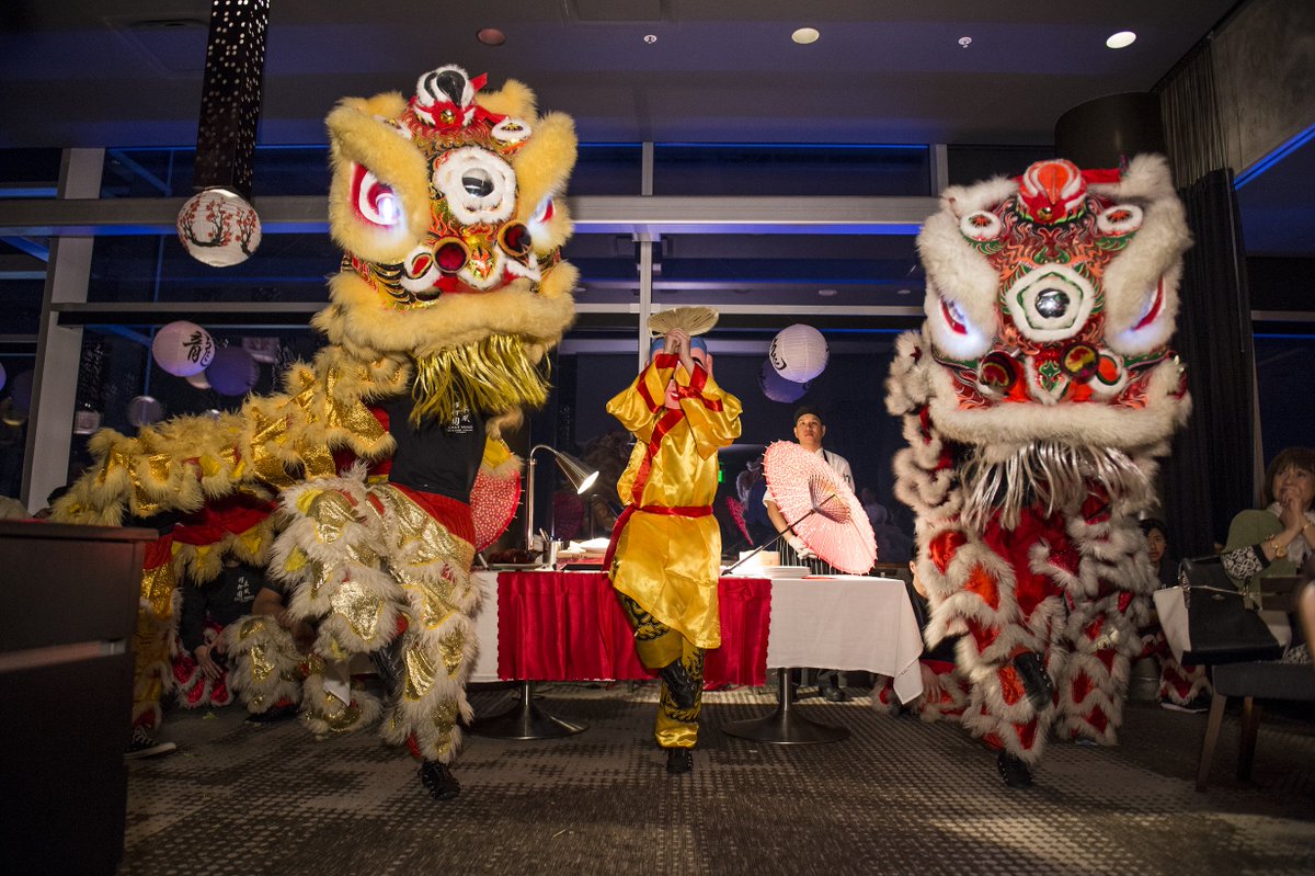 RitzCarlton's tweet photo. Lion dancers make their way through #WP24 by Wolfgang Puck restaurant celebrating #ChineseNewYear at @RitzCarlton #LosAngeles https://t.co/Hfdwo0GHvf