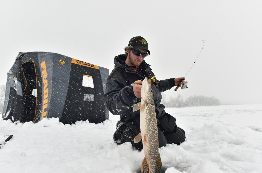 You never know what might come out of that hole! #IceFishing
#Frabill