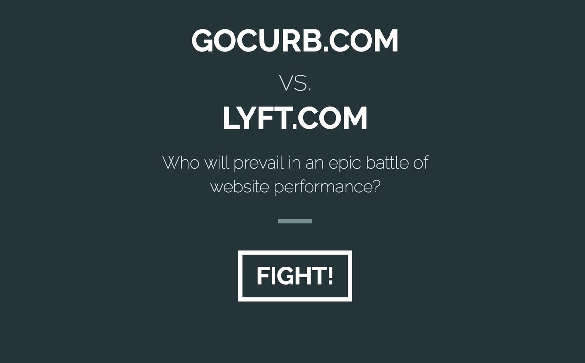 How are you getting around this #weekend? <a href="/gocurb/">Curb</a> vs <a href="/lyft/">Lyft</a> battle of web performance: perfwars.com/gocurb.com/vs/… FIGHT! #PerformanceMatters