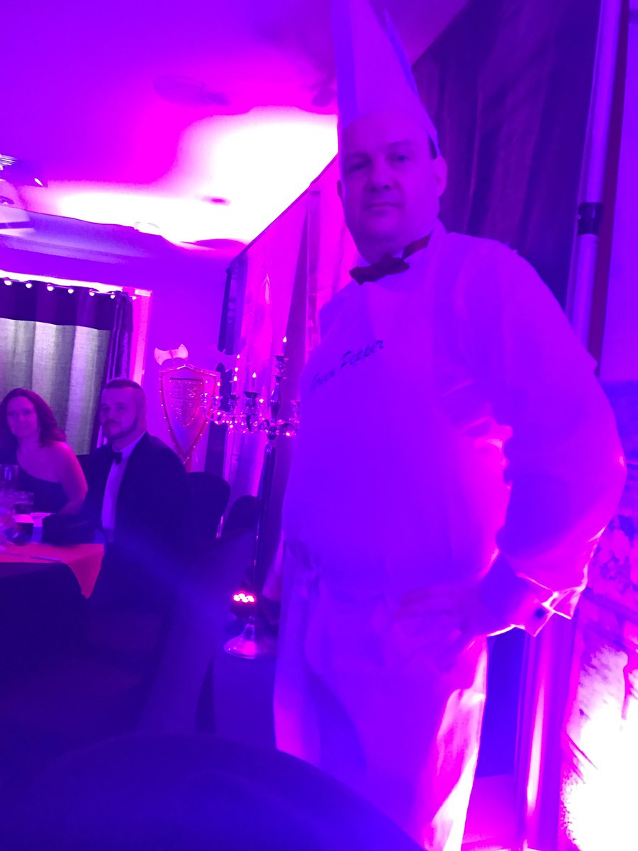 HIBrentfordLock's tweet photo. We have Daniel @CPLDocklands dressed up and our personal chef for main course @RedefineBDL @SteBench @LovingFridayEve @TaylorStaggJ https://t.co/I5yzhzNXPd