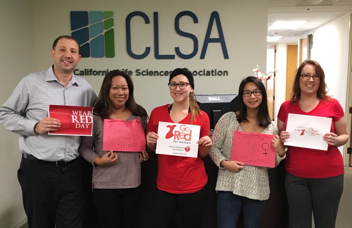 CALifeSciences's tweet photo. #TeamCLSA wears RED for American Heart Month! #GoRedWearRed #GoRedForWomen #CHDawareness #NationalHeartMonth https://t.co/tdHF4D9FHb