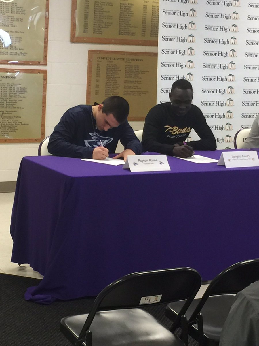 GI_BoysTrack's tweet photo. Congrats Payton Kinne (UNK FB)  &amp; Longins Kouri (Cloud County TR/CC) on your decision to compete at the collegiate level next year.. https://t.co/YbqEQimIRr