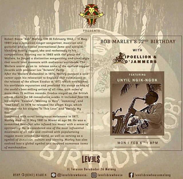 Join the celebration of reggae's brightest shining star, Bob Marley's 72nd Birthday