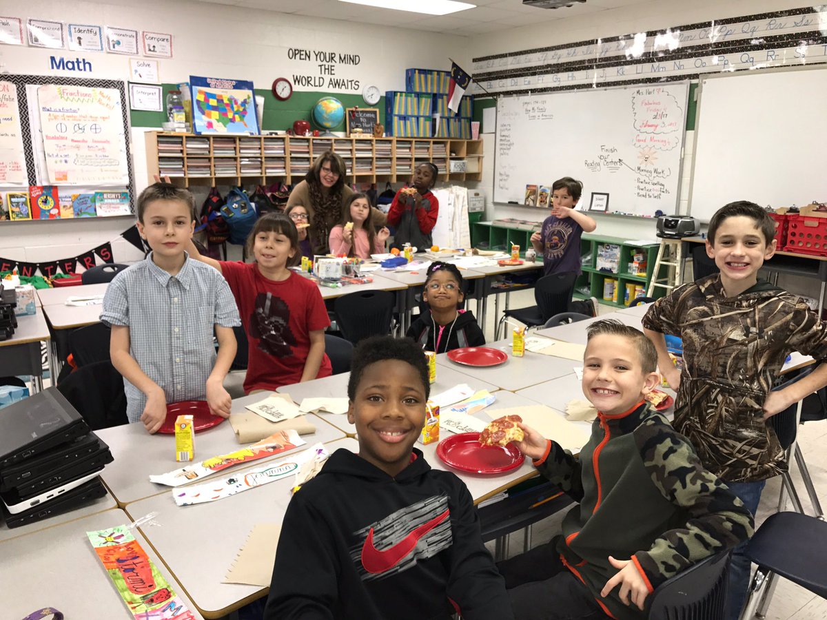 Mrs. Hart's pizza party for her 'Multiplication Masters'.                      #celebrateachievements