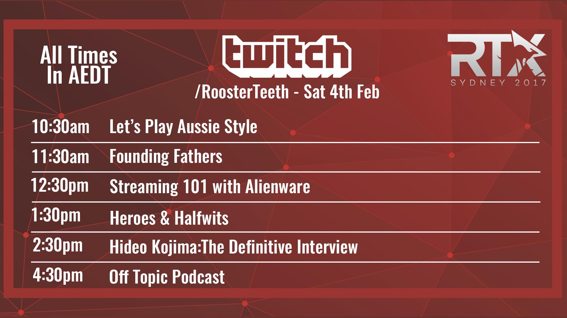 Twitch on Twitter "Ready for RTX Sydney? Take a look at the schedules