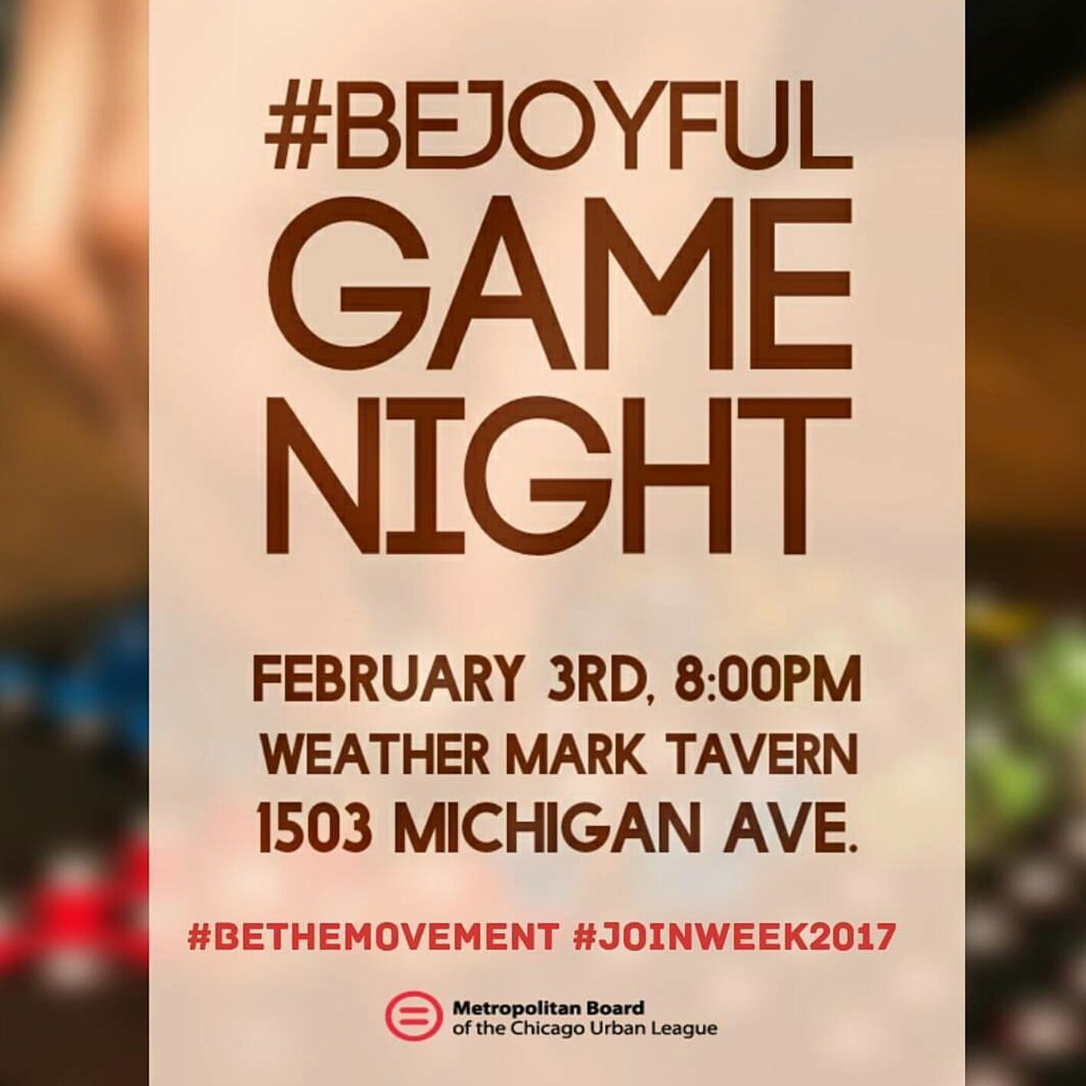 MetroBoardCUL's tweet photo. GAME NIGHT TONIGHT!! End the week having a good time among friends. Bring your favorite game & let's play! #BeTheMovement #JoinWeek2017 https://t.co/pCyyUUqBOv