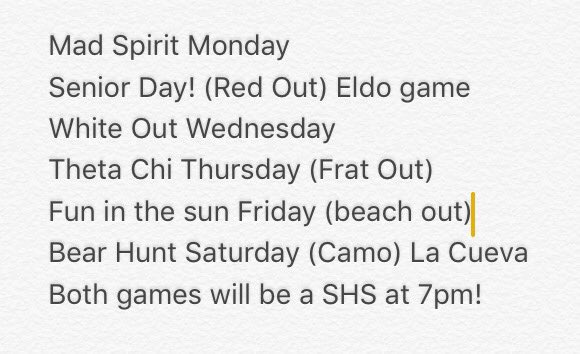 Don't forget to participate in our rival week next week as we take on both the Eldo Eagles and the La Cueva Bears!!❤️💙