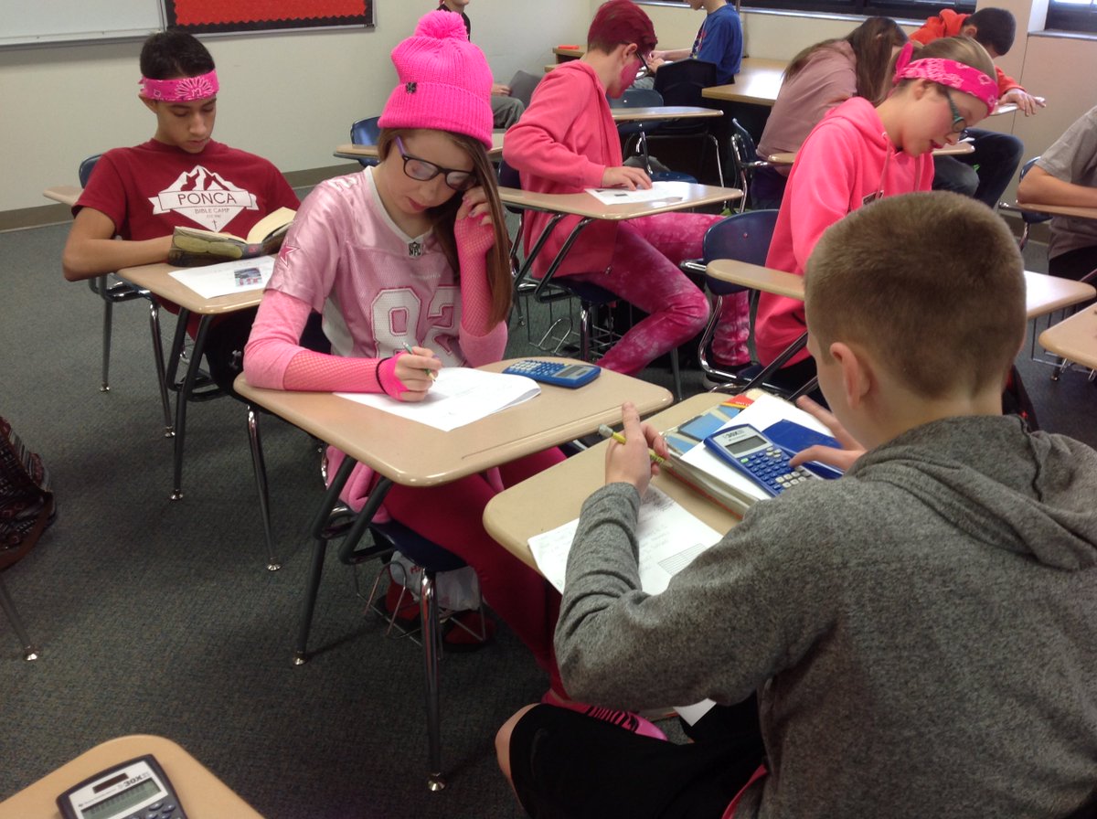 cottamath's tweet photo. Spirit Week at IJHS! 8th graders working together to prepare for a test. #DriveStudentSuccess @InmanSchools https://t.co/gBpa4TW6A2