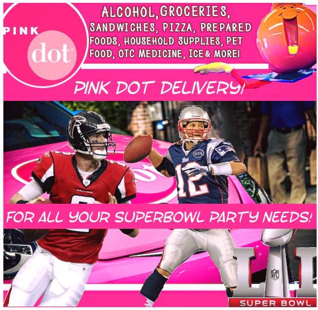 This #SuperBowlSunday keep your Game Day Party fully stocked all day/night long — bit.ly/PinkDotDelivers  #SuperBowlLI #SuperBowl2017