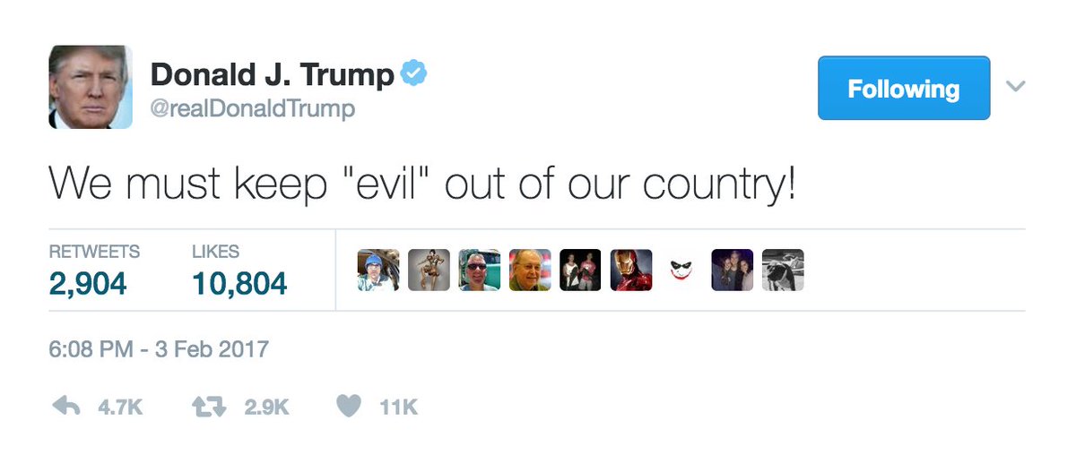 EmmyA2's tweet photo. ever notice how Trump seems to use words in quotations when he really wants to say a racist slur? https://t.co/EOy7zyqx1Y